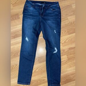 1822 Denim Dark Blue Distressed Skinny Jeans